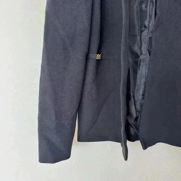 Tahari ASL Womens Blazer Black Size 4 Gold Detailing Business Casual - Picture 2 of 6